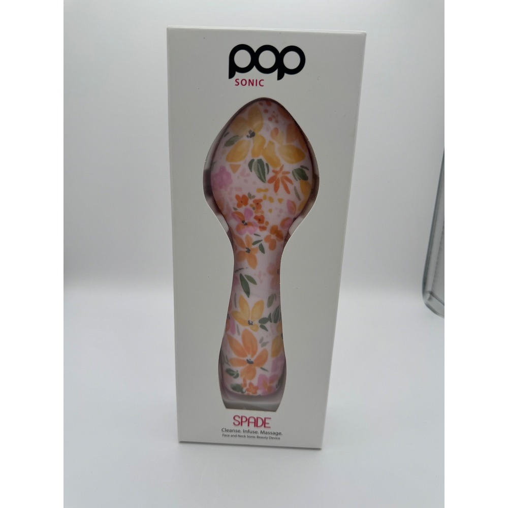 Pop Sonic Spade Face and Neck Sonic Beauty Device Floral Print 3-in-1 Tool NEW